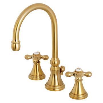 Restorers Governor 8 Inch Widespread Bathroom Faucet - Metal Crossimage