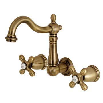 Restorers Heritage Wall Mount 8 Inch Metal Cross Bathroom Faucetimage