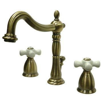 Restorers Heritage Widespread Bathroom Faucet - Porcelain Crossimage