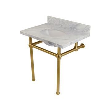 Restorers Templeton Marble Console Sink - Brushed Brass Legs - Ovalimage