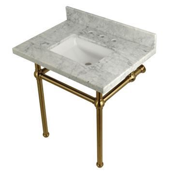 Restorers Templeton Marble Console Sink - Brushed Brass Legs - Squareimage