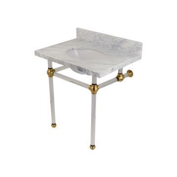 Restorers Templeton Marble Console Sink - Clear & Brushed Brass - Ovalimage