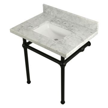 Restorers Templeton Marble Console Sink - Matte Black Legs - Squareimage