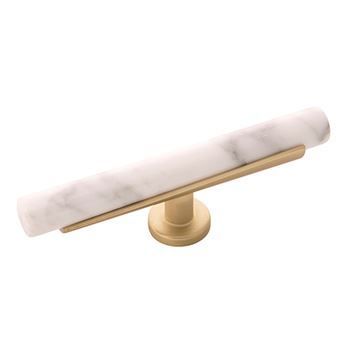Belwith-Keeler Firenze Large White Marble Brass T Knobimage