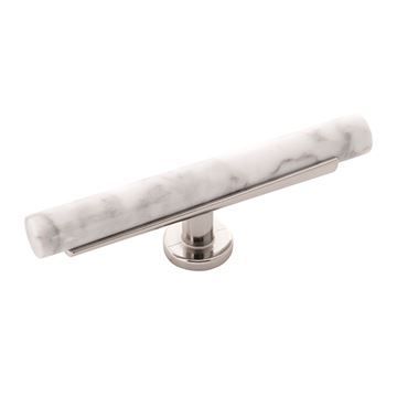 Belwith-Keeler Firenze Large White Marble Nickel T Knobimage