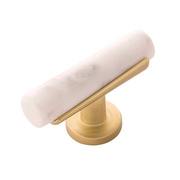 Belwith-Keeler Firenze White Marble Brass T Knobimage