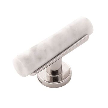Belwith-Keeler Firenze White Marble Nickel T Knobimage