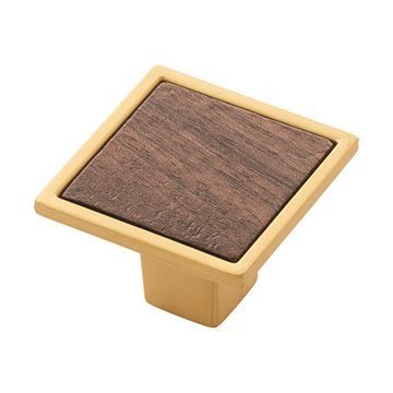 Belwith-Keeler Fuse Walnut & Brass Square Knobimage