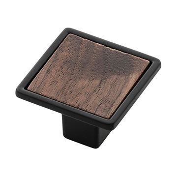Belwith-Keeler Fuse Walnut & Matte Black Square Knobimage