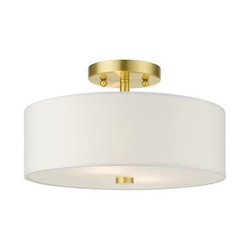 Livex Lighting Meridian 13 Inch Satin Brass Semi Flush Lightimage