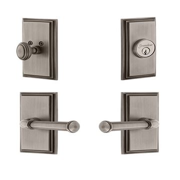 Grandeur Carre Plate Georgetown Lever Entry Set - Keyed Differentlyimage