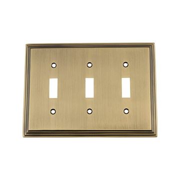 Nostalgic Warehouse Deco Triple Toggle Switch Plateimage