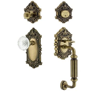 Nostalgic Warehouse Victorian F Grip Crystal Entry Set - Keyed Alikeimage
