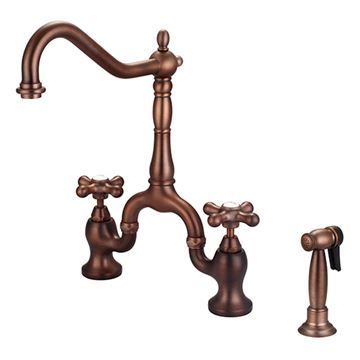 Barclay Carlton Bridge Kitchen Faucet with Sprayer - Metal Crossimage