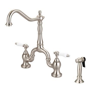Barclay Carlton Bridge Kitchen Faucet with Sprayer - Porcelain Leverimage