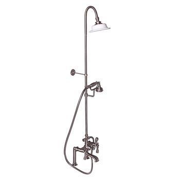 Barclay Deck Mount Tub Faucet with Riser & Shower - Metal Leverimage