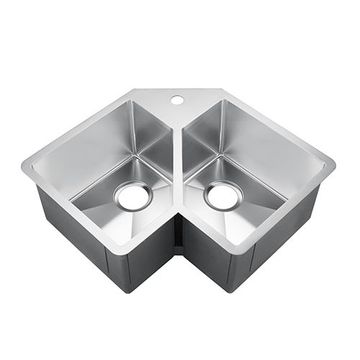 Barclay Montague 33 Inch Double Stainless Corner Undermount Sinkimage