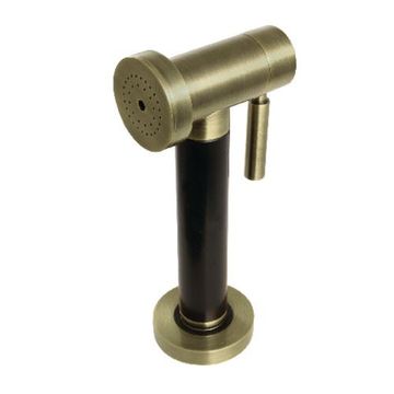 Restorers Brass Kitchen Side Sprayer with Black Gripimage