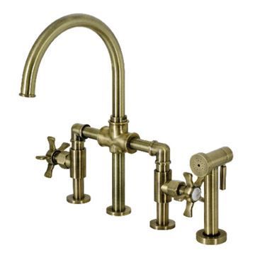 Restorers Hamilton KS233NX Industrial Style Bridge Kitchen Faucetimage