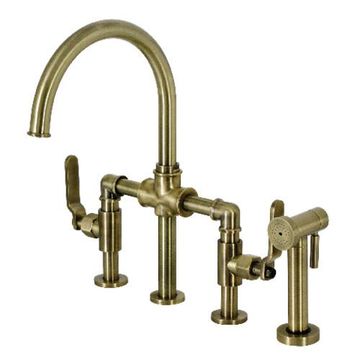 Restorers Whitaker KS233KL Industrial Style Bridge Kitchen Faucetimage
