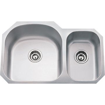 Hardware Resources 31 1/2 Inch Stainless 70/30 Double Bowl Kitchen Sinkimage