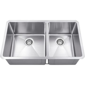 Hardware Resources 32 Inch Handmade Stainless 60/40 Double Kitchen Sinkimage