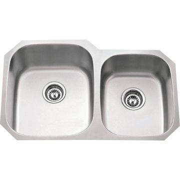 Hardware Resources 32 Inch Undermount Stainless 60/40 Double Kitchen Sinkimage