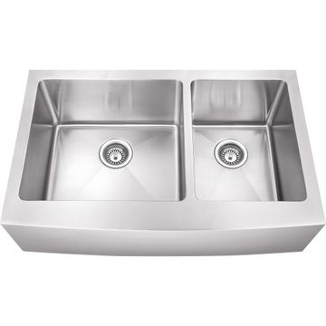 Hardware Resources 35 7/8 Inch Stainless 60/40 Farmhouse Double Kitchen Sinkimage