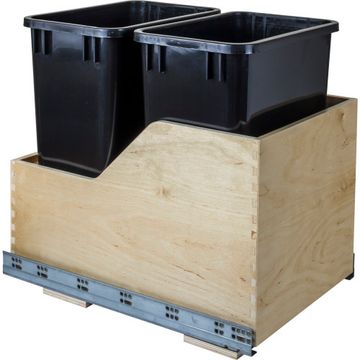 Hardware Resources Double 35 Qt Wood Soft Close Trash Rollout - Hinged Doorimage