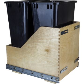 Hardware Resources Double 50 Qt Wood Soft Close Trash Rollout - Door Mountimage