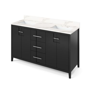 Jeffrey Alexander Black Katara Double Vanity & Calacatta Quartzimage