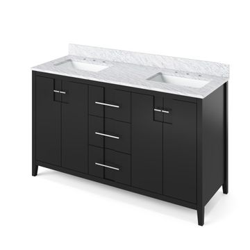 Jeffrey Alexander Black Katara Double Vanity & White Carrara Marbleimage