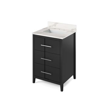 Jeffrey Alexander Black Katara Single Vanity & Calacatta Quartzimage