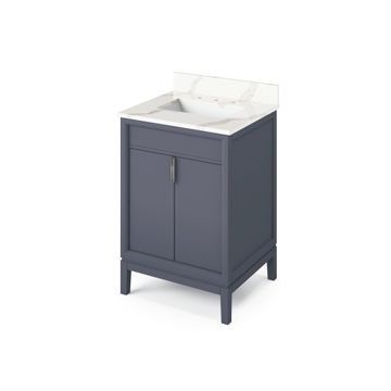 Jeffrey Alexander Blue Steel Theodora Single Vanity & Calacatta Quartzimage