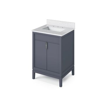 Jeffrey Alexander Blue Steel Theodora Single Vanity & White Carrara Marbleimage