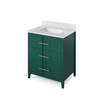 Jeffrey Alexander Forest Green Katara Single Vanity & White Carrara Marbleimage