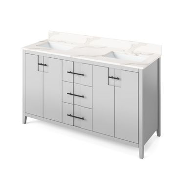 Jeffrey Alexander Grey Katara Double Vanity & Calacatta Quartzimage