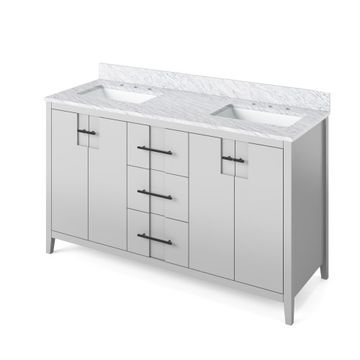 Jeffrey Alexander Grey Katara Double Vanity & White Carrara Marbleimage
