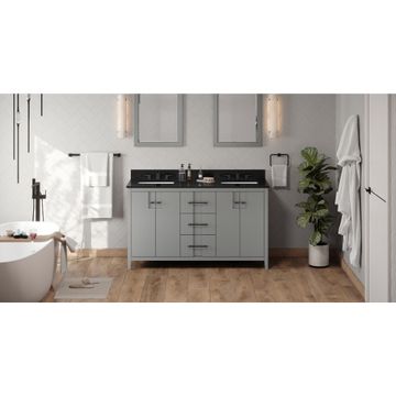 Jeffrey Alexander Grey Katara Double Vanity with Black Granite Topimage