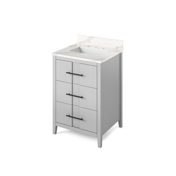 Jeffrey Alexander Grey Katara Single Vanity & Calacatta Quartzimage