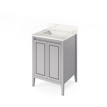 Jeffrey Alexander Grey Percival Single Vanity & Calacatta Quartzimage