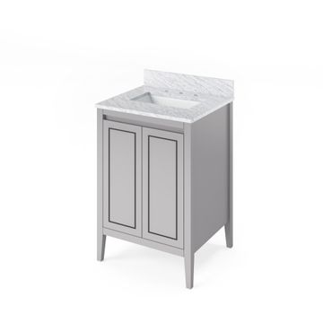 Jeffrey Alexander Grey Percival Single Vanity & White Carrara Marbleimage