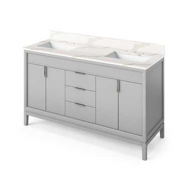 Jeffrey Alexander Grey Theodora Double Vanity & Calacatta Quartzimage