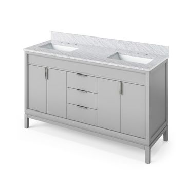 Jeffrey Alexander Grey Theodora Double Vanity & White Carrara Marbleimage