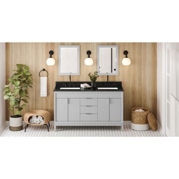 Jeffrey Alexander Grey Theodora Double Vanity with Black Granite Topimage