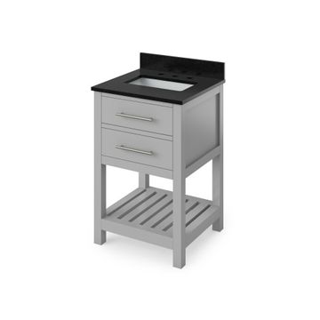 Jeffrey Alexander Grey Wavecrest Single Vanity with Black Granite Topimage