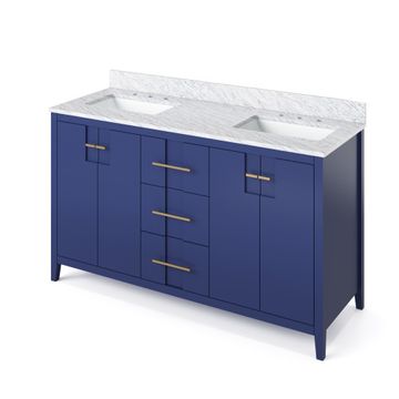 Jeffrey Alexander Hale Blue Katara Double Vanity & White Carrara Marbleimage