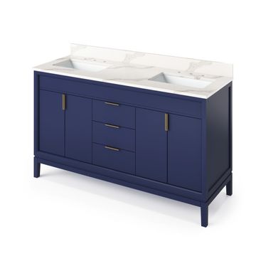 Jeffrey Alexander Hale Blue Theodora Double Vanity & Calacatta Quartzimage