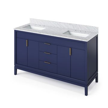 Jeffrey Alexander Hale Blue Theodora Double Vanity & White Carrara Marbleimage