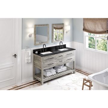 Jeffrey Alexander Weathered Grey Wavecrest Double Vanity & Black Graniteimage
